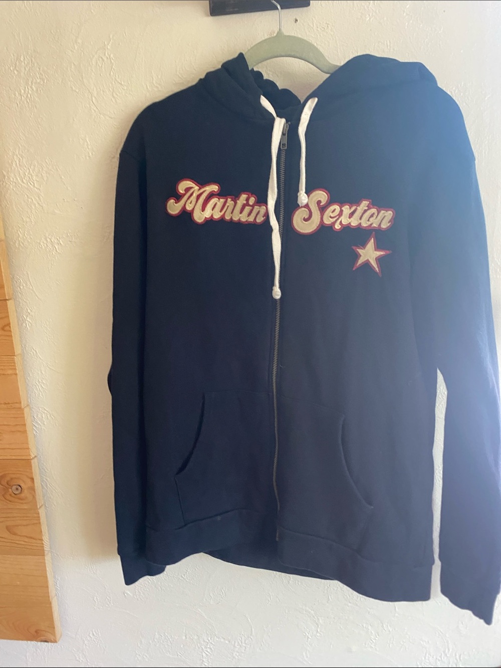 Next Level Apparel Navy Zip-Up Hoodie Sweater with Script Logo